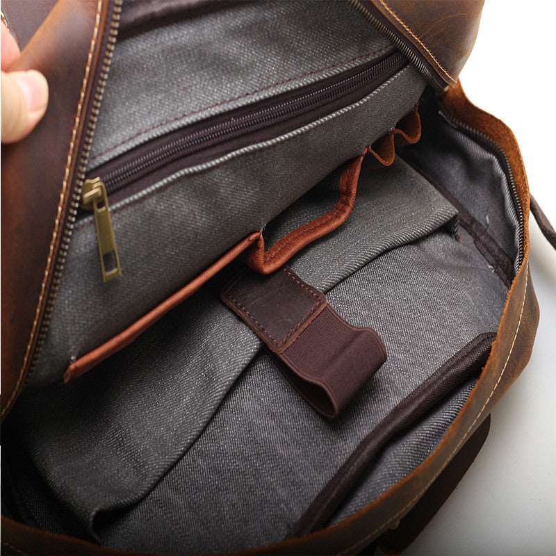 Genuine Leather Travel Backpack with Laptop Compartment woyaza