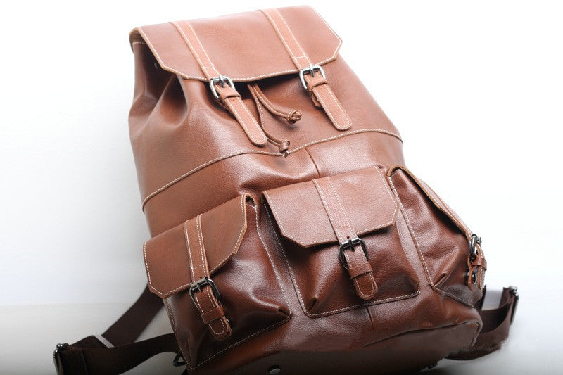 High Capacity Men's Retro Leather Backpack Woyaza