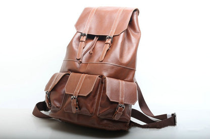 Classic Leather College Backpack Woyaza