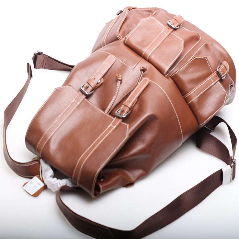 Spacious Leather Backpack for Men Woyaza