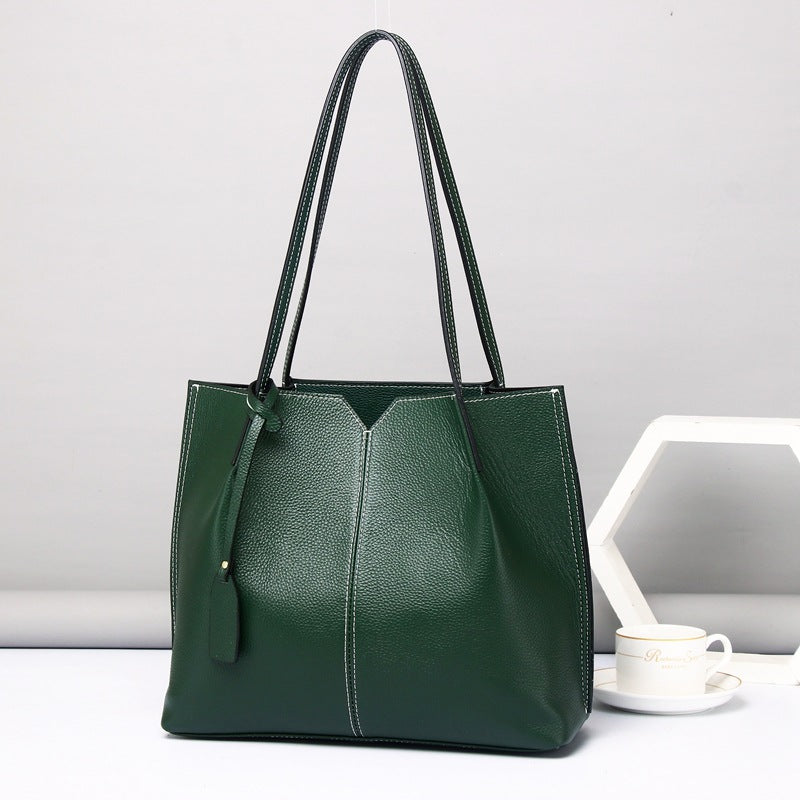 Practical Leather Shoulder Tote for Working Women woyaza