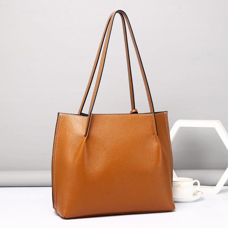 Classic Leather Shoulder Tote for Fashionable Women woyaza