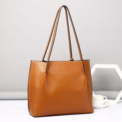 Classic Leather Shoulder Tote for Fashionable Women woyaza