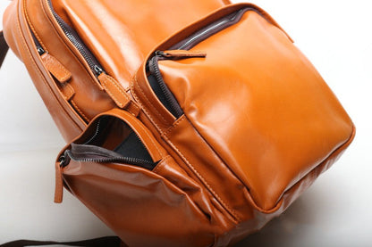 Sleek Design Large Capacity Leather Backpack for Work and Travel woyaza