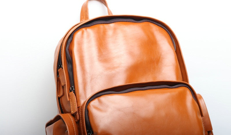 Durable Genuine Leather Business Travel Backpack woyaza