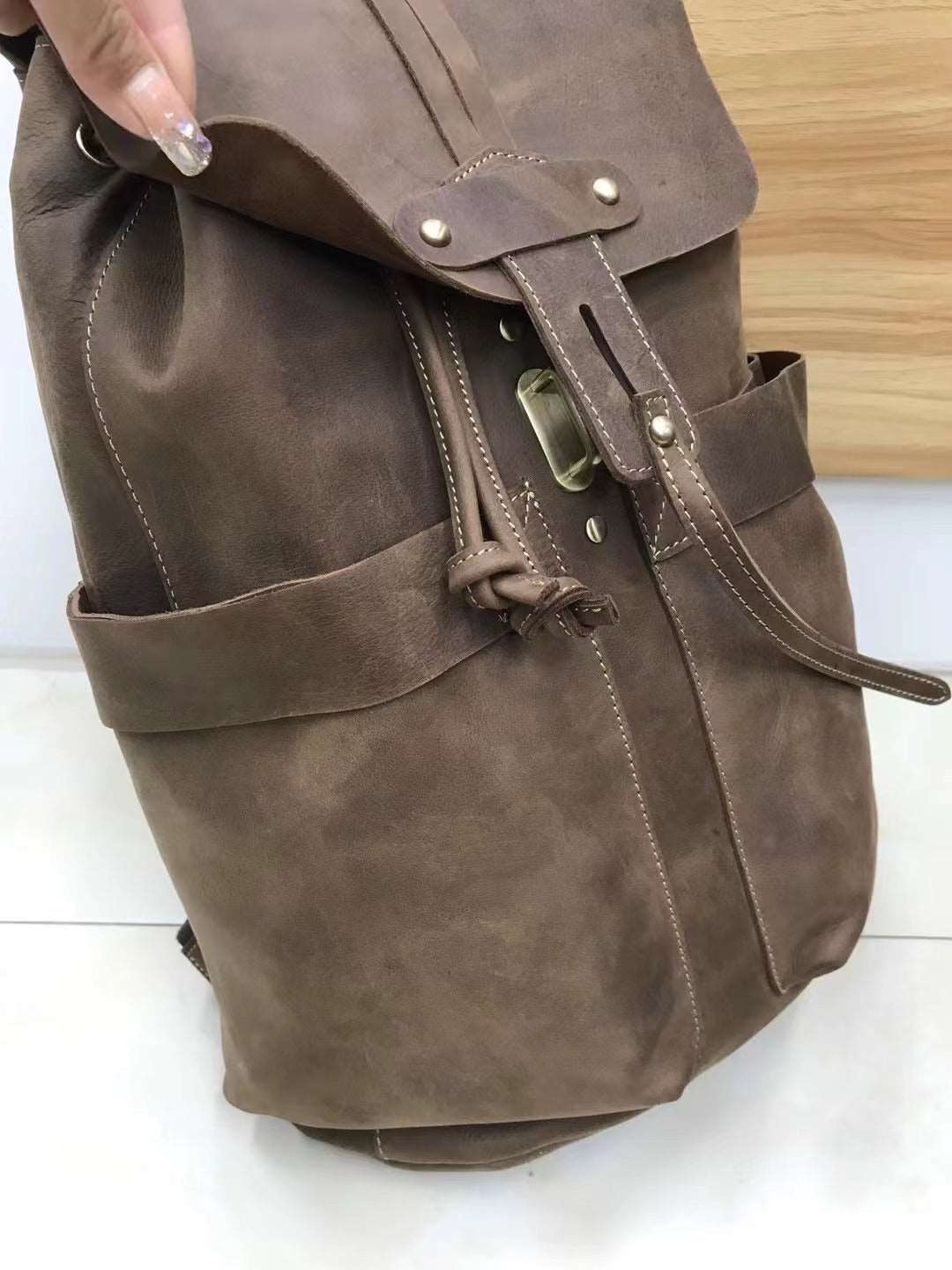 High-Quality Leather Men's Travel Backpack Woyaza