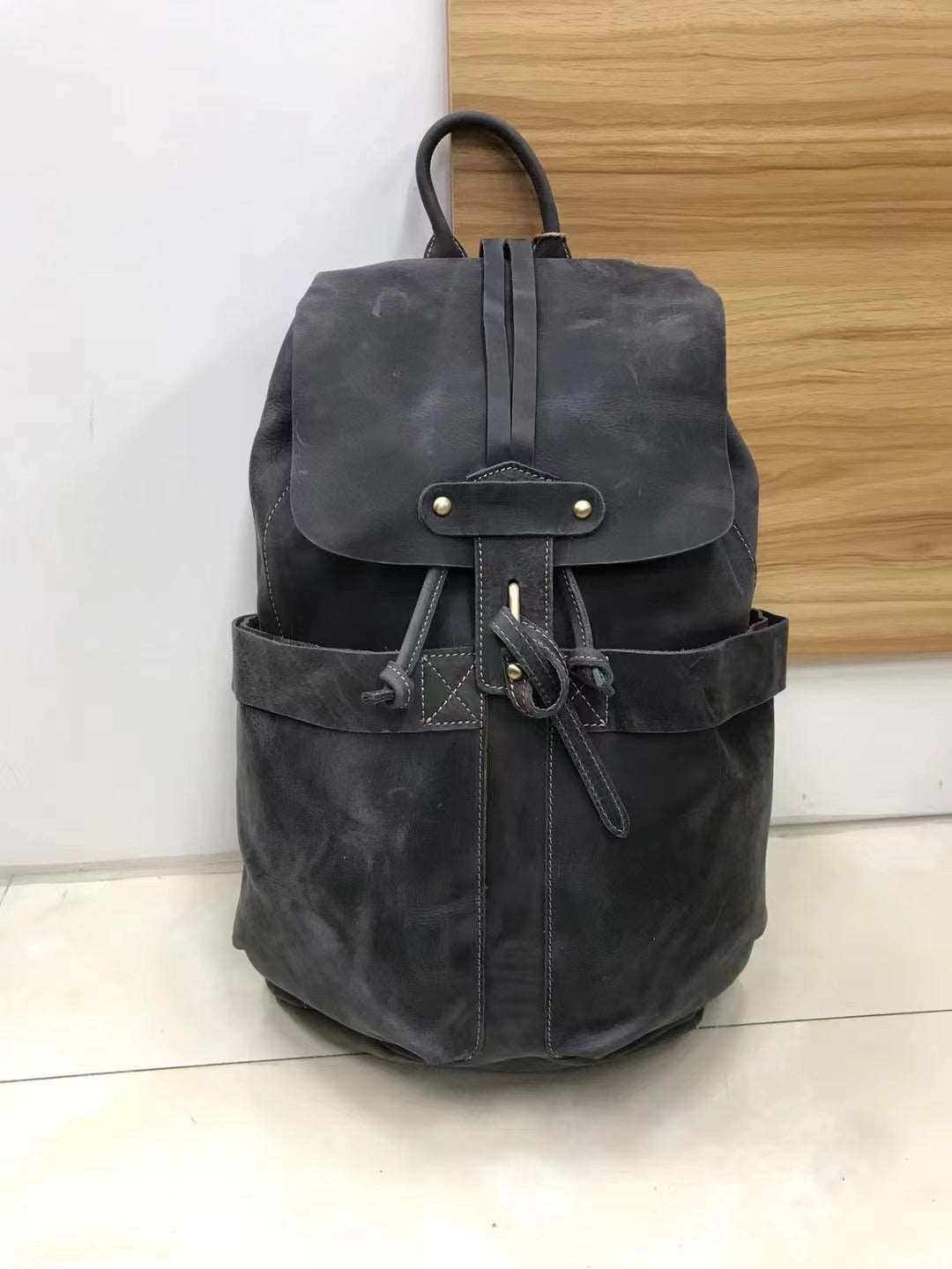 Vintage Inspired Leather Backpack for Men Woyaza