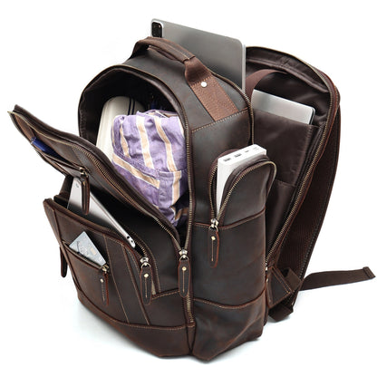 Classic Leather Backpack for Men offering Ample Space and Convenience woyaza