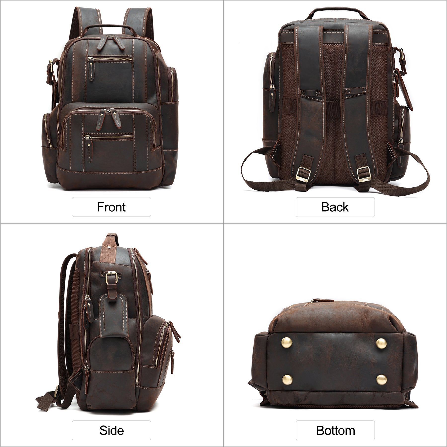 Traditional Leather Laptop Bagpack with Secure Compartments woyaza