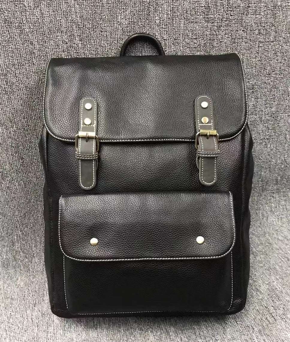 Genuine Leather Vintage Backpack with Laptop Compartment woyaza