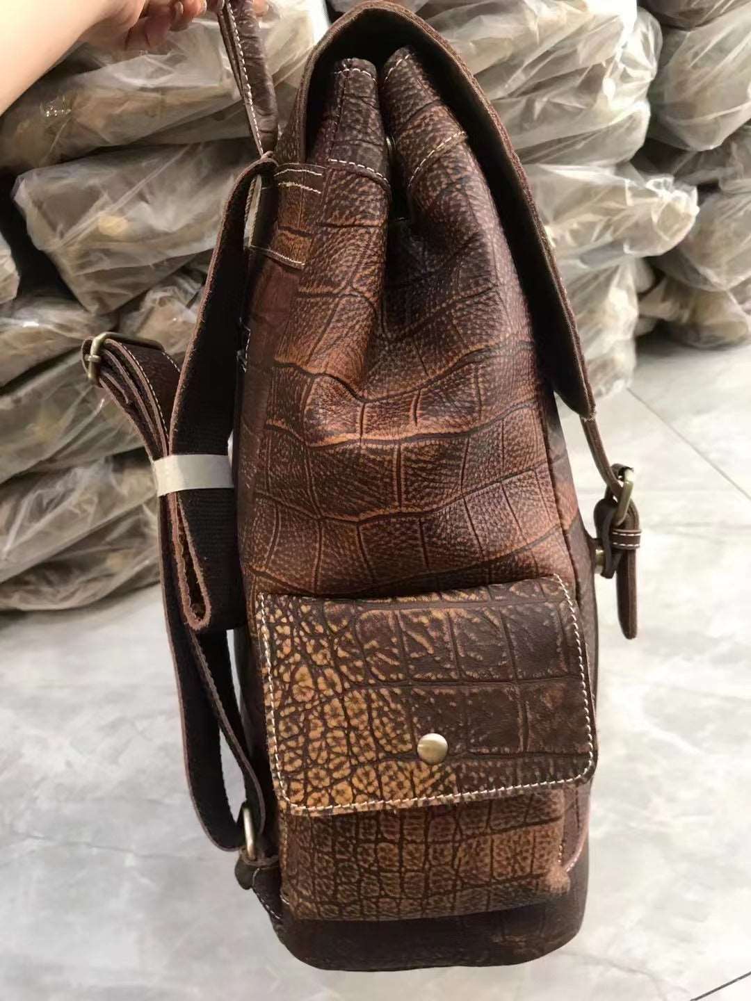 Vintage Style Leather Backpack for Men woyaza