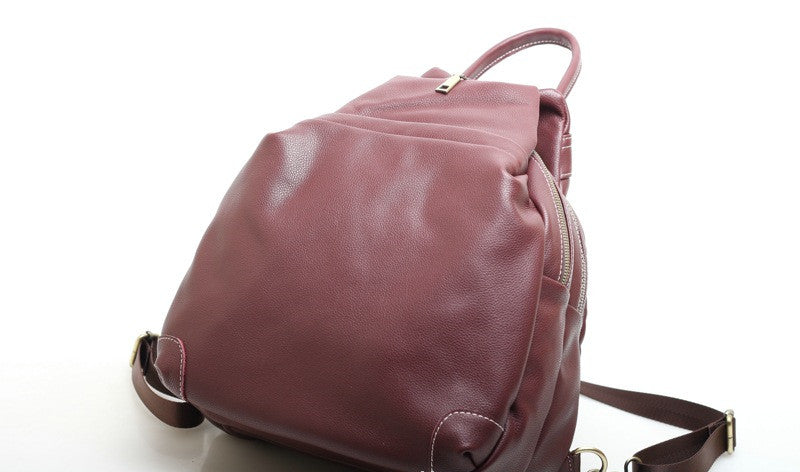 Stylish Leather College Backpack Woyaza