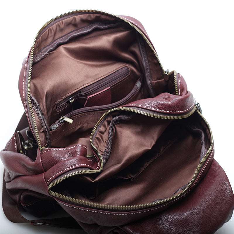 Chic Leather Backpack with Multiple Compartments Woyaza