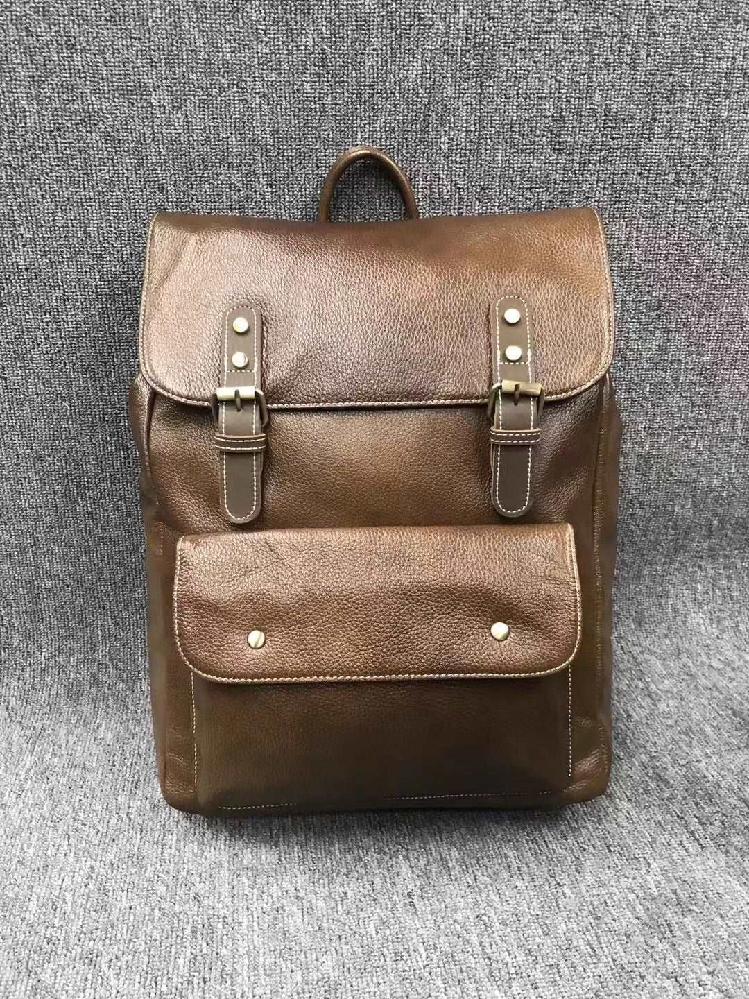 Retro Leather Backpack for Men with Built-in Laptop Sleeve woyaza