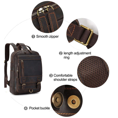 Vintage Leather Backpack with Laptop Holder Woyaza