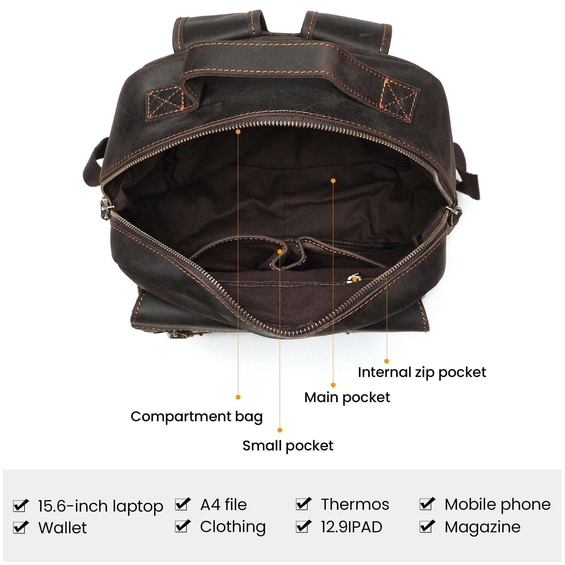 Large Capacity Leather Travel Bag with Laptop Compartment Woyaza