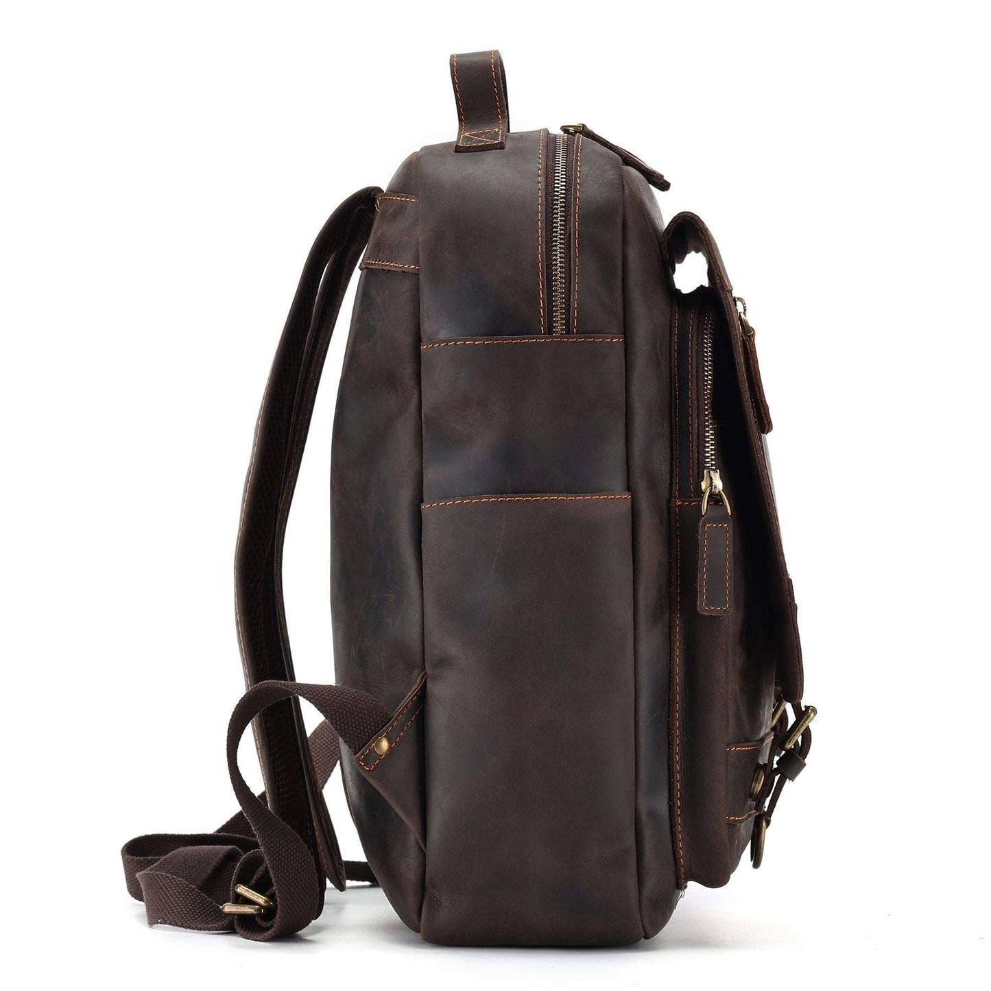 Vintage Leather Daypack with Laptop Sleeve Woyaza