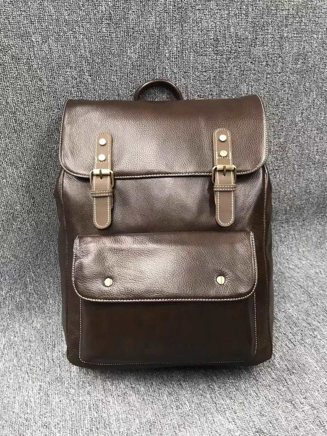 Classic Leather Backpack for Men with Computer Compartment woyaza