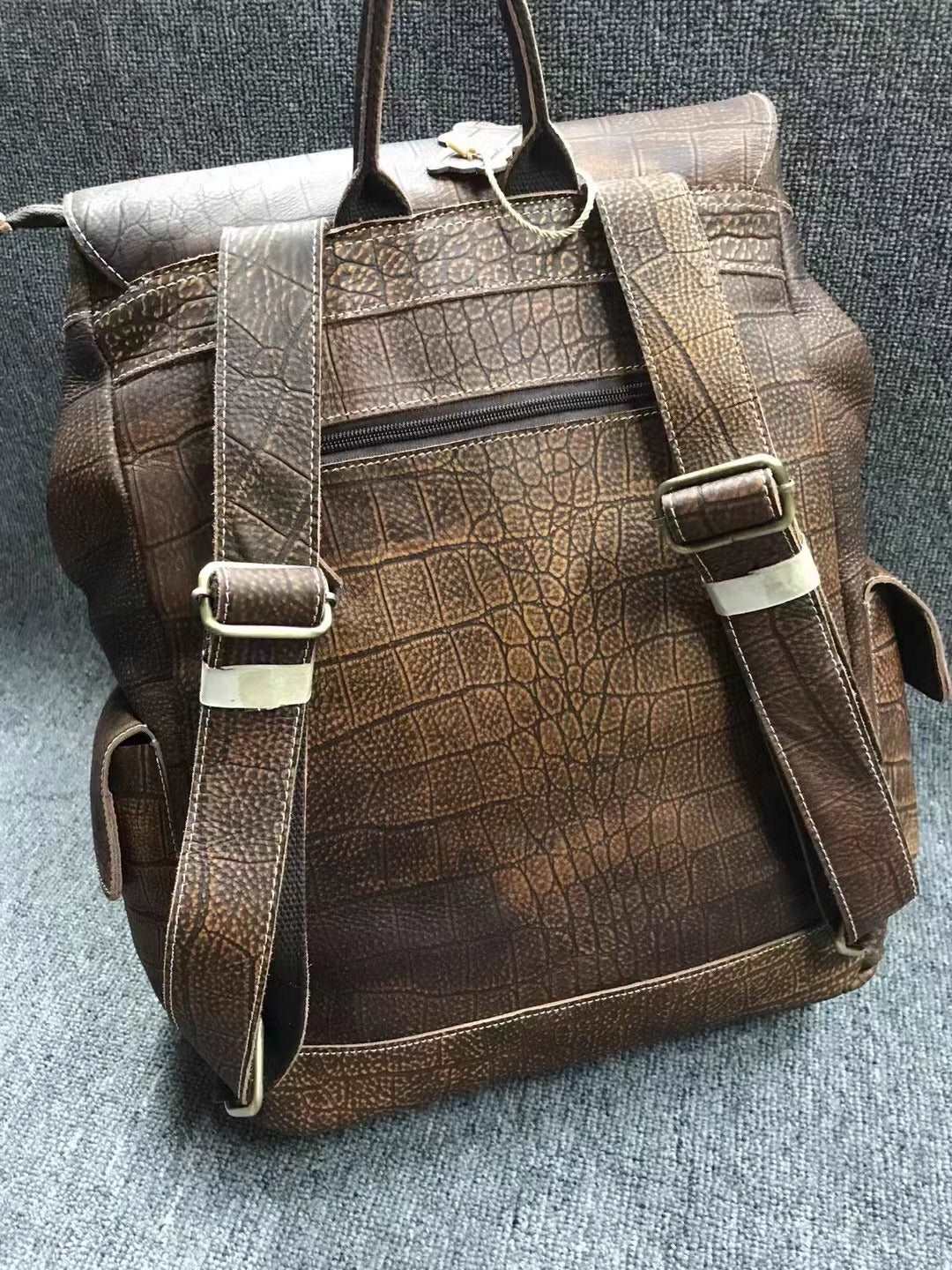 Durable Leather Casual Backpack for Men woyaza