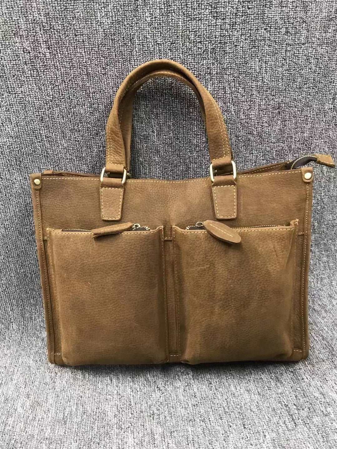 Vintage-Inspired Leather Work Bag woyaza