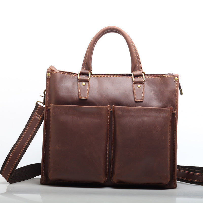 Refined Leather Work Briefcase woyaza