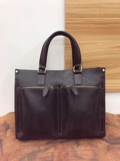 Genuine Leather Executive Tote Bag woyaza