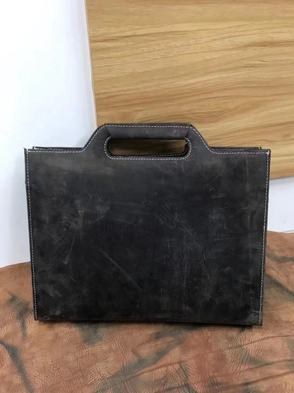 Premium Leather Men's Document Satchel Shoulder Bag woyaza