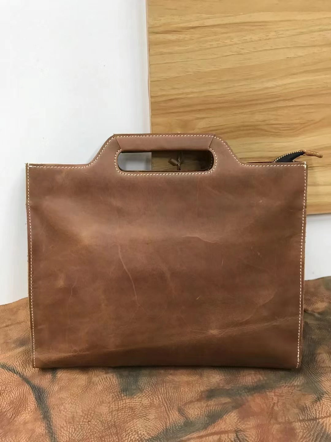 Elegant Leather Men's Work Shoulder Portfolio woyaza