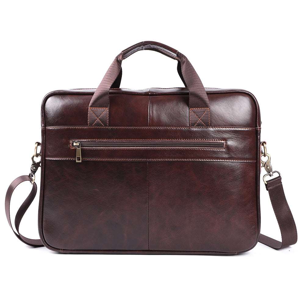 Stylish Leather Messenger Bag with Laptop Sleeve woyaza