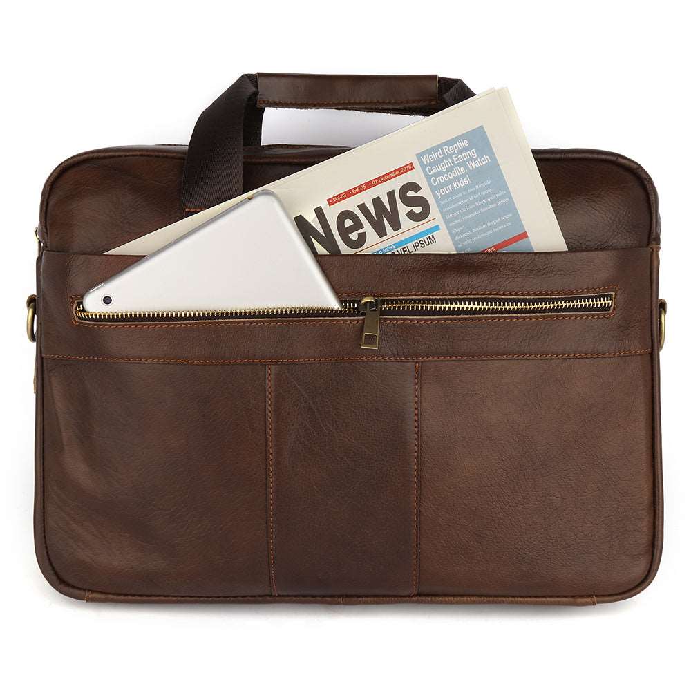 Timeless Leather Laptop Carryall woyaza