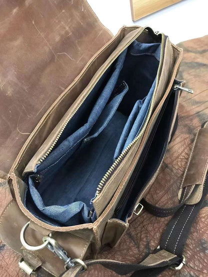Sophisticated Leather Postal Bag for Men woyaza
