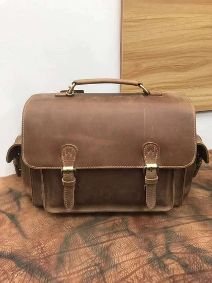 Handcrafted Leather Vintage Messenger Bag woyaza
