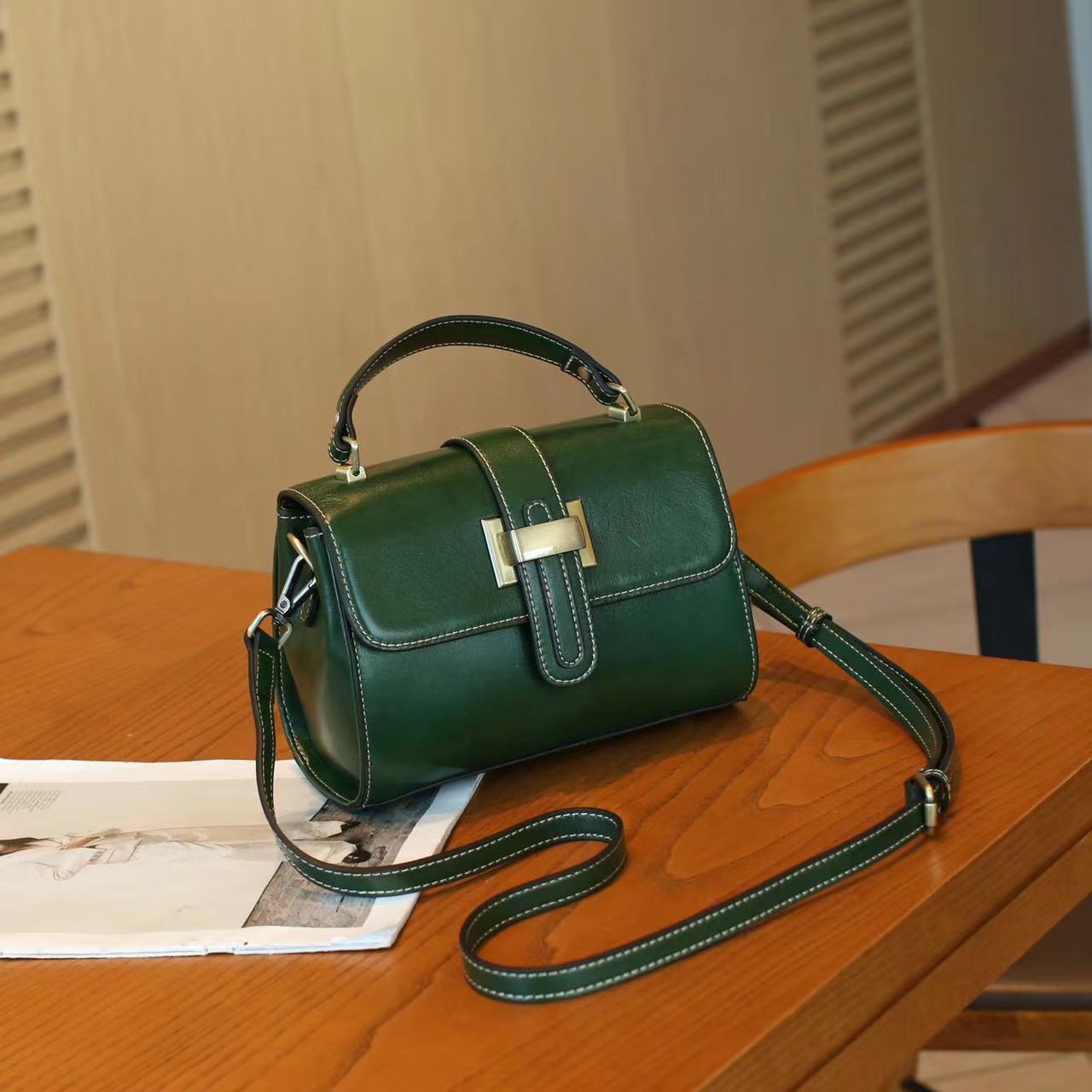 Premium Genuine Leather Women's Fashion Handbag Shoulder Bag woyaza