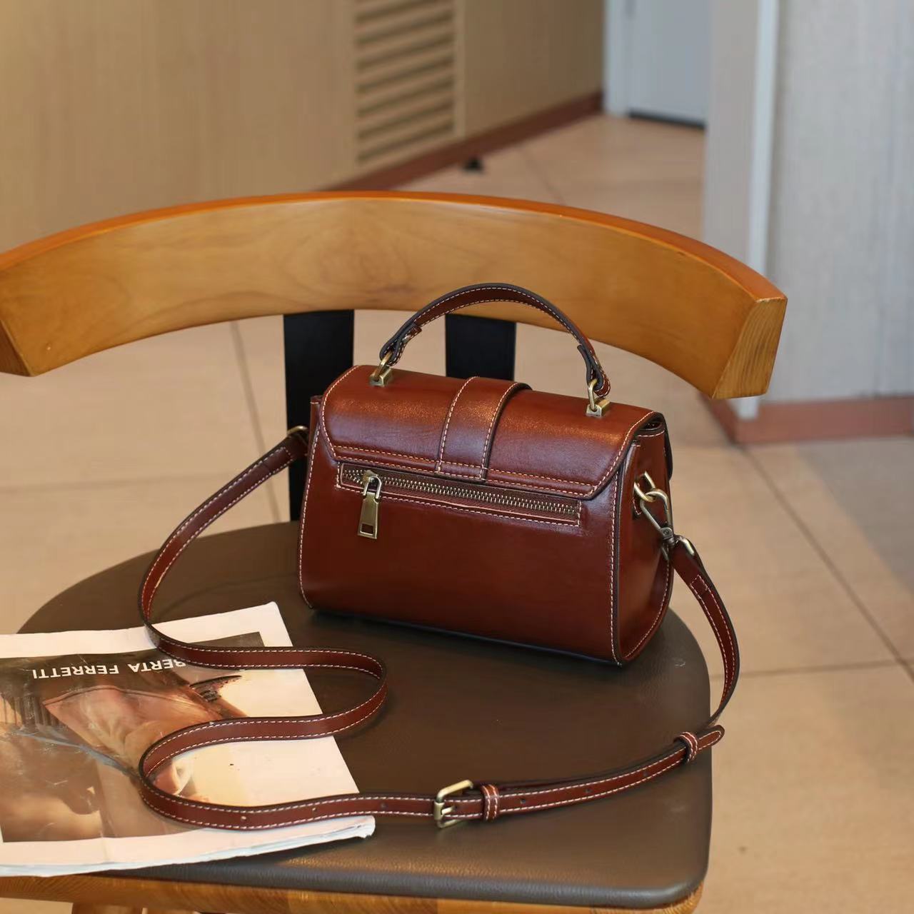 Modern Women's Genuine Leather Fashion Handbag Shoulder Bag woyaza