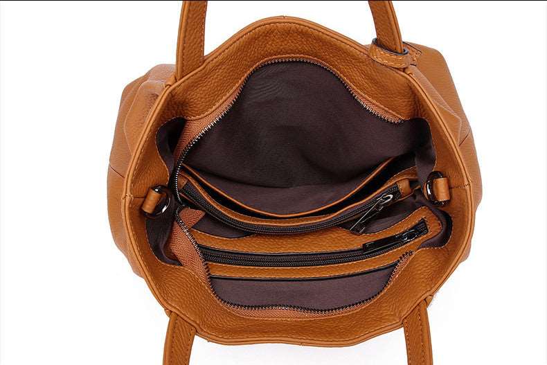 Sleek Genuine Leather Women's Elegant Oversized Tote Bag Handbag Shoulder Bag Crossbody Carry-On woyaza