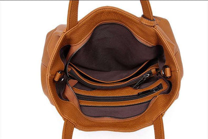 Sleek Genuine Leather Women's Elegant Oversized Tote Bag Handbag Shoulder Bag Crossbody Carry-On woyaza