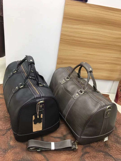 Classic Large Leather Men's Weekender Bag Woyaza