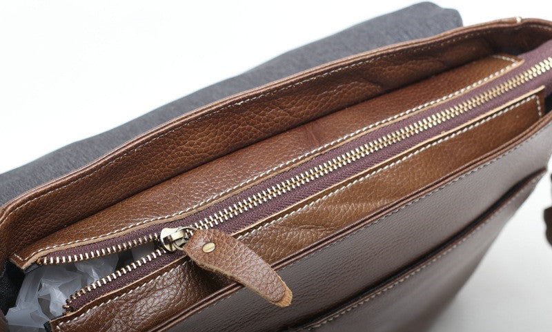 Trendy Genuine Leather Messenger Bag Woyaza