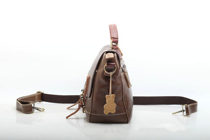 Gender-Neutral Vintage Leather Crossbody Bag Woyaza