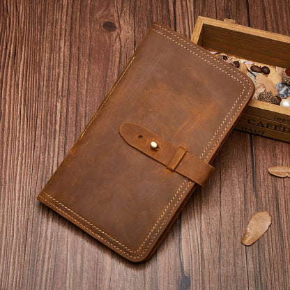 Unisex Retro Leather Passport Wallet Long Format woyaza
