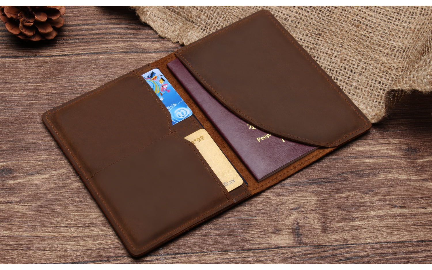 Antique Leather Passport Cover Organizer woyaza