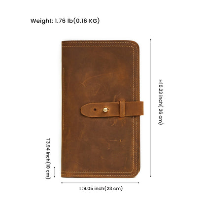 Retro Long Leather Passport Wallet Classic Style woyaza