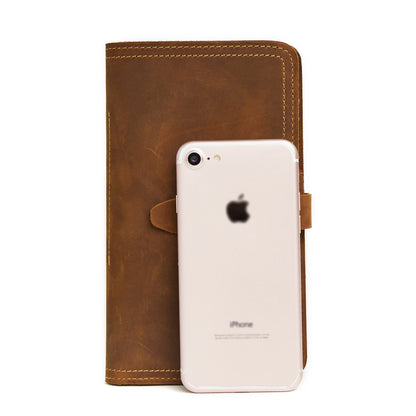 Classic Long Leather Passport Cover Retro Design woyaza