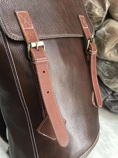 Sophisticated Genuine Leather Retro Design Backpack woyaza