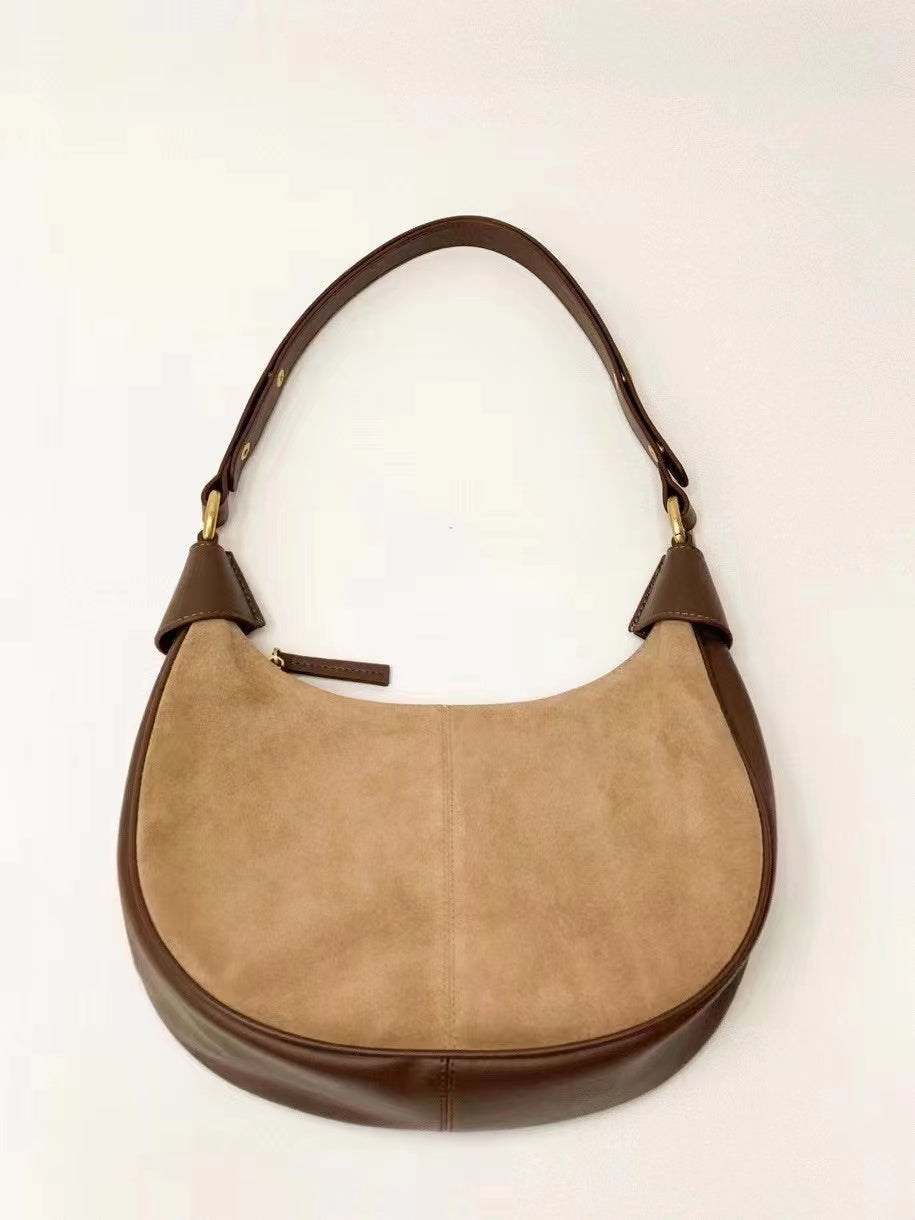 Genuine Italian Leather Curved Hobo Style Shoulder Bag woyaza