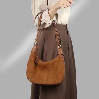 Smooth Cowhide Leather Slouchy Hobo Bag With Long Strap woyaza