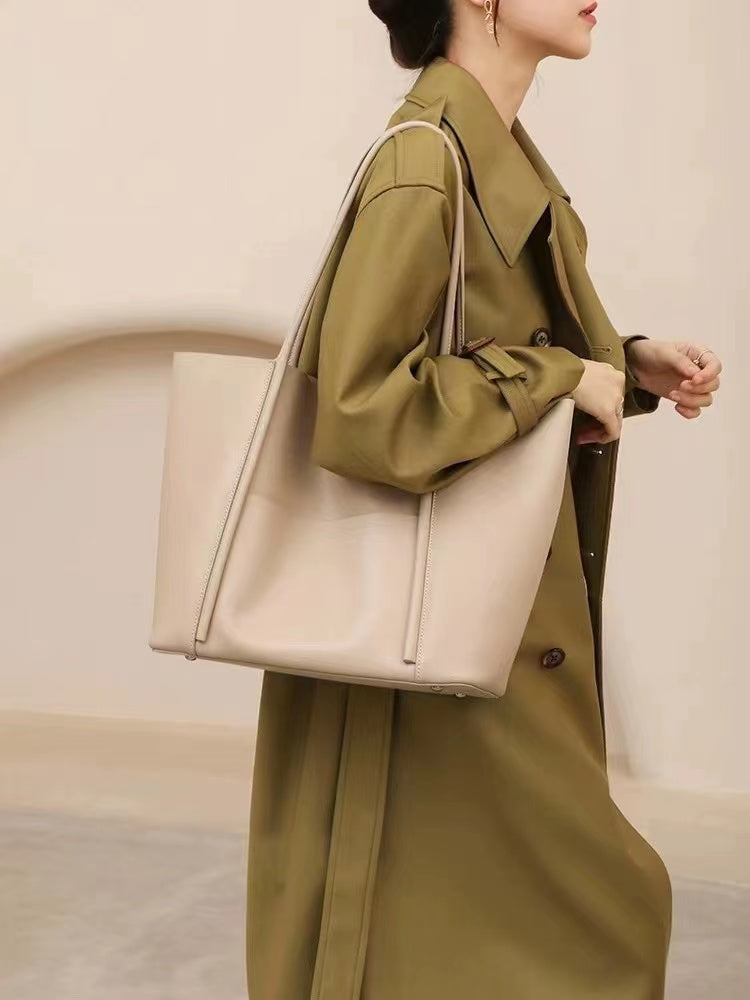 Modern Ladies' Luxury Genuine Leather Large Capacity Tote Handbag woyaza