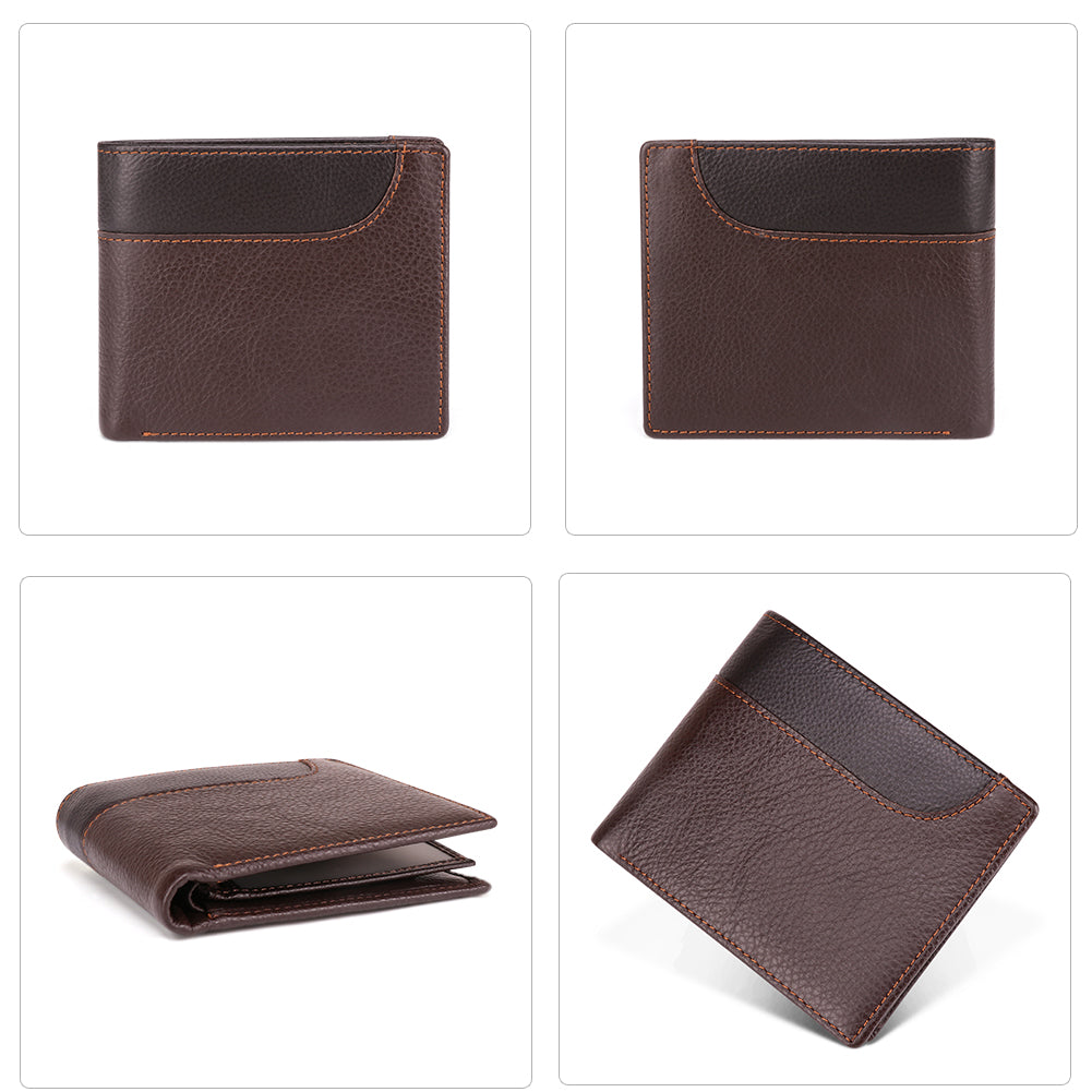 Compact Men's Leather Bifold Wallet woyaza
