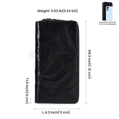 Sleek and Durable Leather Long Wallet for Men with RFID woyaza