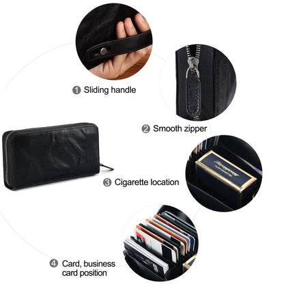 RFID-Protected Leather Men's Hand Clutch Wallet woyaza
